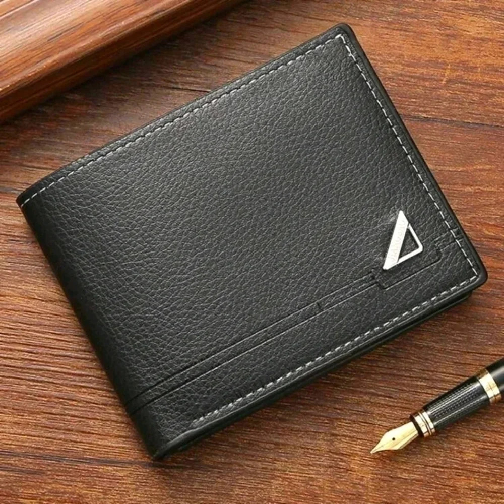 Men's bifold pocket book wallet faux leather style clutch luxury hand card hold